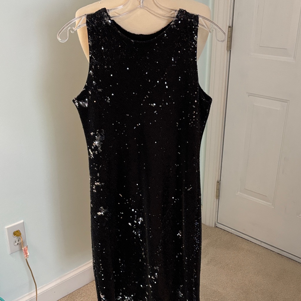 Eva Varro Sparkling Black And Silver Midi Dress